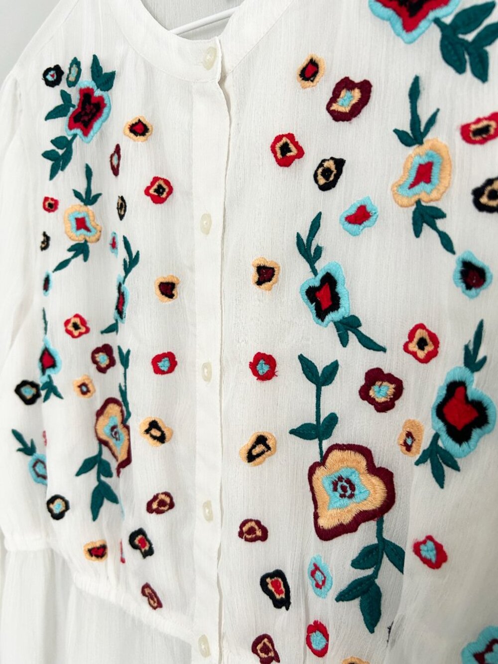 Buffalo David Bitton Floral Embroidered Boho Tunic Dress Sheer Lightweight M - Picture 7 of 10